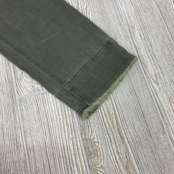 J. Jill Authentic Fit Cropped Jeans Women’s Size 10p Frayed Hem Olive Green - Picture 7 of 10